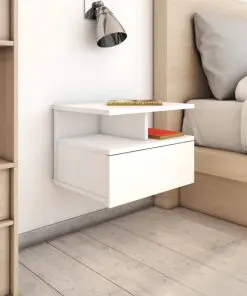 vidaXL Floating Nightstand White 40x31x27 cm Chipboard