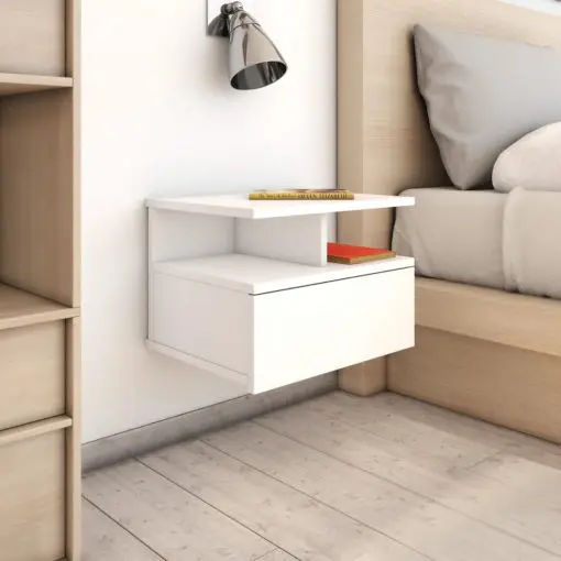 vidaXL Floating Nightstand White 40x31x27 cm Chipboard