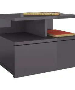 vidaXL Floating Nightstands 2 pcs High Gloss Grey 40x31x27 cm Chipboard