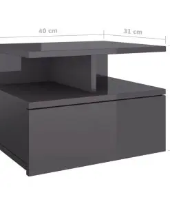 vidaXL Floating Nightstands 2 pcs High Gloss Grey 40x31x27 cm Chipboard