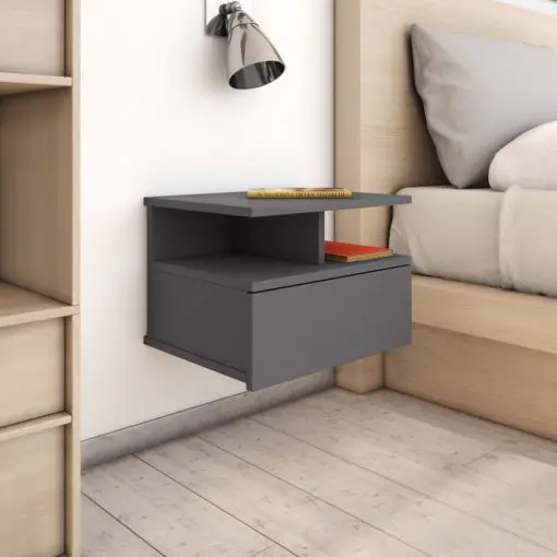 vidaXL Floating Nightstands 2 pcs High Gloss Grey 40x31x27 cm Chipboard