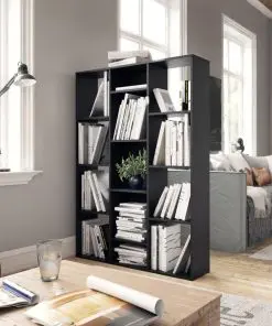 vidaXL Room Divider/Book Cabinet Black 100x24x140 cm Chipboard
