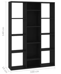 vidaXL Room Divider/Book Cabinet Black 100x24x140 cm Chipboard
