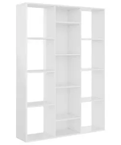vidaXL Room Divider/Book Cabinet High Gloss White 100x24x140 cm Chipboard
