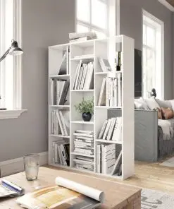 vidaXL Room Divider/Book Cabinet High Gloss White 100x24x140 cm Chipboard