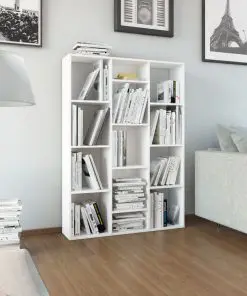 vidaXL Room Divider/Book Cabinet High Gloss White 100x24x140 cm Chipboard