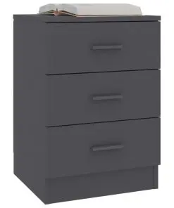 vidaXL Bedside Cabinet Grey 38x35x56 cm Chipboard