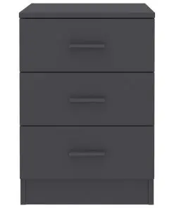 vidaXL Bedside Cabinet Grey 38x35x56 cm Chipboard