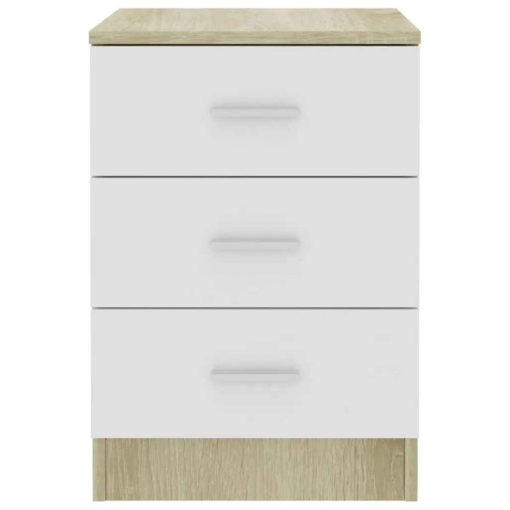 vidaXL Bedside Cabinet White and Sonoma Oak 38x35x56 cm Chipboard