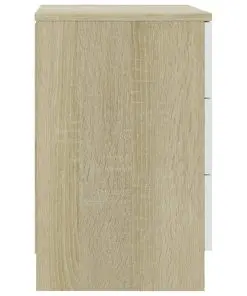 vidaXL Bedside Cabinet White and Sonoma Oak 38x35x56 cm Chipboard
