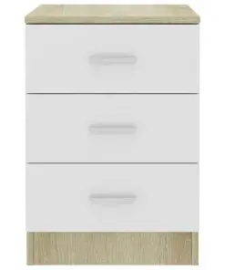 vidaXL Bedside Cabinets 2 pcs White and Sonoma Oak 38x35x56 cm Chipboard