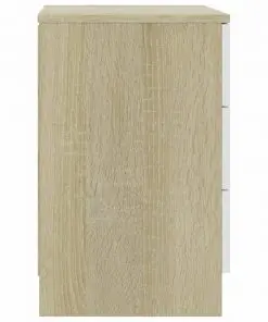 vidaXL Bedside Cabinets 2 pcs White and Sonoma Oak 38x35x56 cm Chipboard
