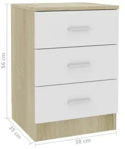 vidaXL Bedside Cabinets 2 pcs White and Sonoma Oak 38x35x56 cm Chipboard