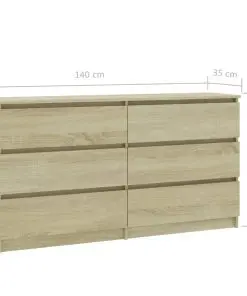 vidaXL Sideboard Sonoma Oak 140x35x76 cm Chipboard