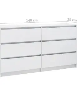 vidaXL Sideboard High Gloss White 140x35x76 cm Chipboard