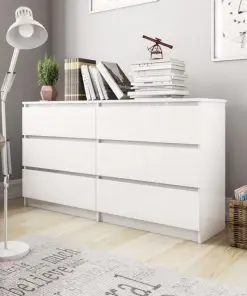 vidaXL Sideboard High Gloss White 140x35x76 cm Chipboard