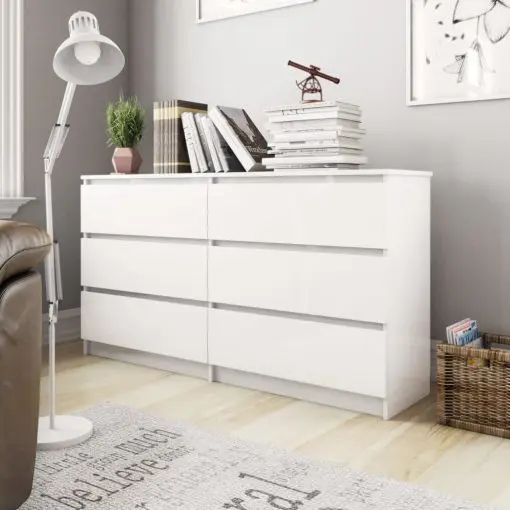 vidaXL Sideboard High Gloss White 140x35x76 cm Chipboard