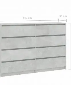 vidaXL Sideboard Concrete Grey 140x35x99 cm Chipboard