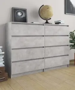 vidaXL Sideboard Concrete Grey 140x35x99 cm Chipboard