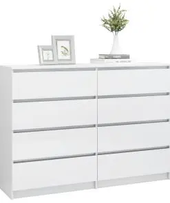 vidaXL Sideboard High Gloss White 140x35x99 cm Chipboard