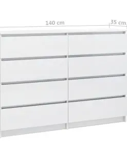 vidaXL Sideboard High Gloss White 140x35x99 cm Chipboard