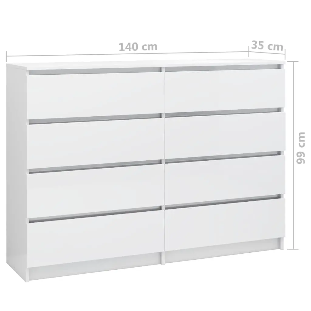 vidaXL Sideboard High Gloss White 140x35x99 cm Chipboard
