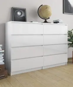 vidaXL Sideboard High Gloss White 140x35x99 cm Chipboard