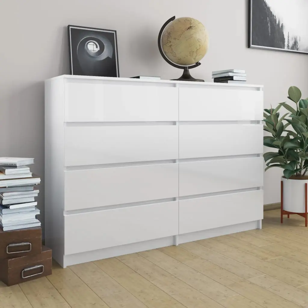vidaXL Sideboard High Gloss White 140x35x99 cm Chipboard