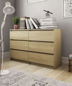 vidaXL Sideboard Sonoma Oak 120x35x76 cm Chipboard