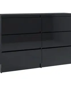 vidaXL Sideboard High Gloss Black 120x35x76 cm Chipboard