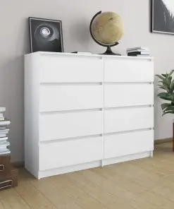 vidaXL Drawer Sideboard White 120x35x99 cm Chipboard