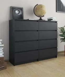 vidaXL Drawer Sideboard Black 120x35x99 cm Chipboard