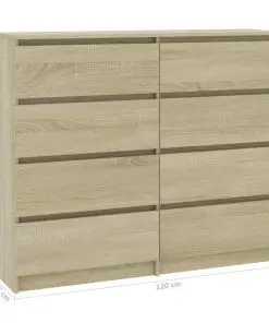vidaXL Drawer Sideboard Sonoma Oak 120x35x99 cm Chipboard