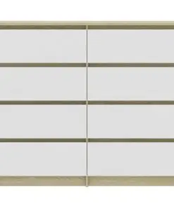 vidaXL Drawer Sideboard White and Sonoma Oak 120x35x99 cm Chipboard