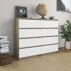 vidaXL Drawer Sideboard White and Sonoma Oak 120x35x99 cm Chipboard