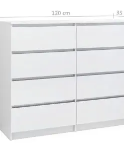 vidaXL Drawer Sideboard High Gloss White 120x35x99 cm Chipboard