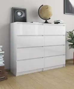 vidaXL Drawer Sideboard High Gloss White 120x35x99 cm Chipboard