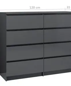 vidaXL Drawer Sideboard High Gloss Grey 120x35x99 cm Chipboard