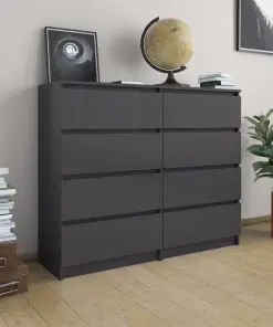 vidaXL Drawer Sideboard High Gloss Grey 120x35x99 cm Chipboard