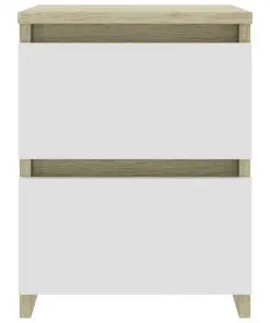 vidaXL Bedside Cabinet White and Sonoma Oak 30x30x40 cm Chipboard