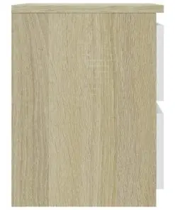 vidaXL Bedside Cabinet White and Sonoma Oak 30x30x40 cm Chipboard