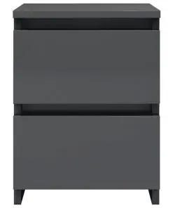 vidaXL Bedside Cabinets 2 pcs High Gloss Grey 30x30x40 cm Chipboard