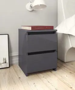 vidaXL Bedside Cabinets 2 pcs High Gloss Grey 30x30x40 cm Chipboard