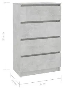 vidaXL Sideboard Concrete Grey 60x35x98.5 cm Chipboard