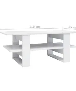 vidaXL Coffee Table High Gloss White 110x55x42 cm Chipboard
