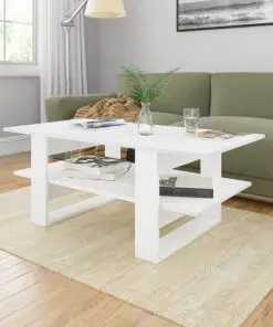 vidaXL Coffee Table High Gloss White 110x55x42 cm Chipboard