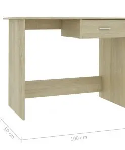 vidaXL Desk Sonoma Oak 100x50x76 cm Chipboard