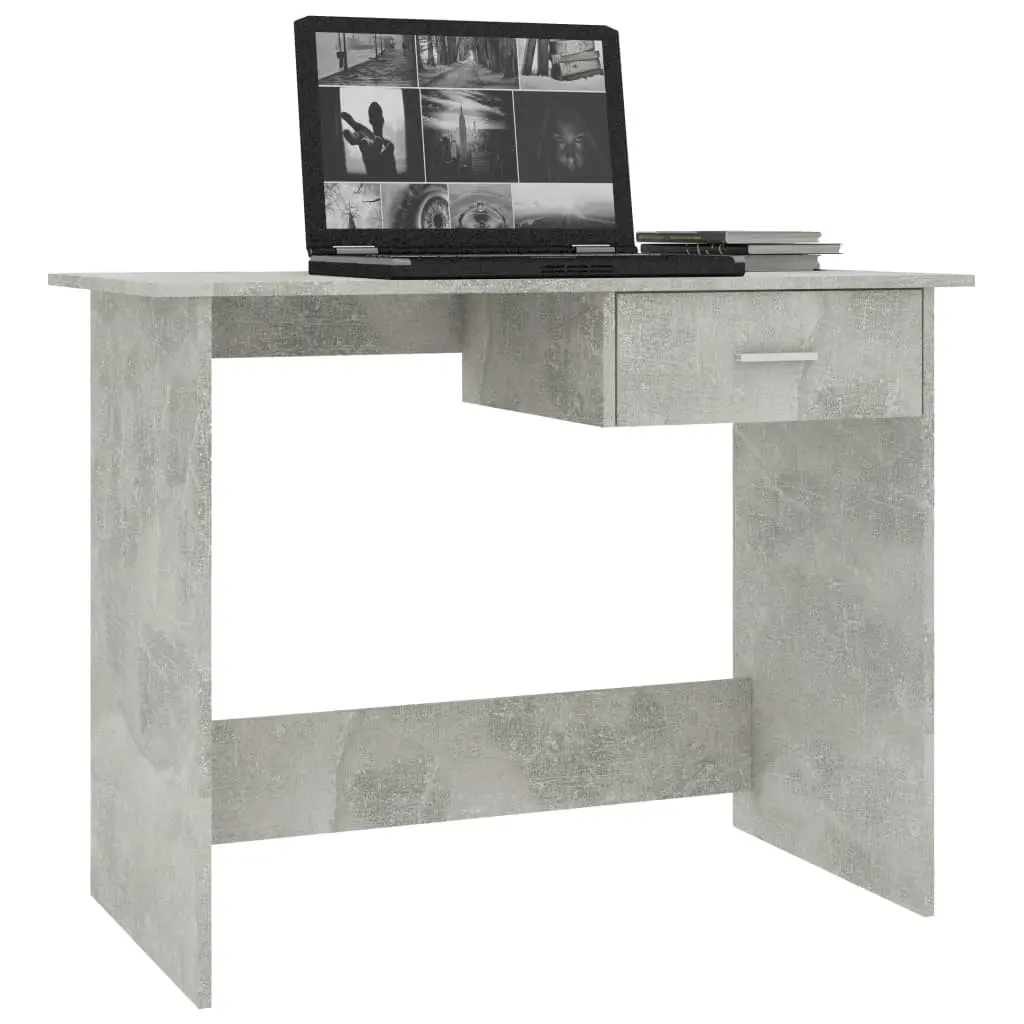vidaXL Desk Concrete Grey 100x50x76 cm Chipboard