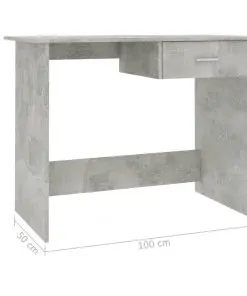 vidaXL Desk Concrete Grey 100x50x76 cm Chipboard