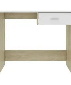 vidaXL Desk White and Sonoma Oak 100x50x76 cm Chipboard